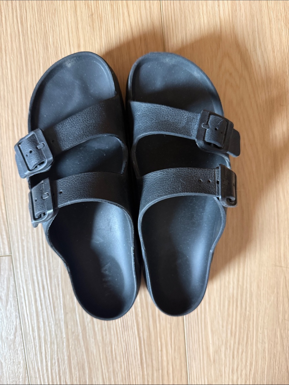 Black Double-Buckle Slide Sandals for Women - Casual Comfort